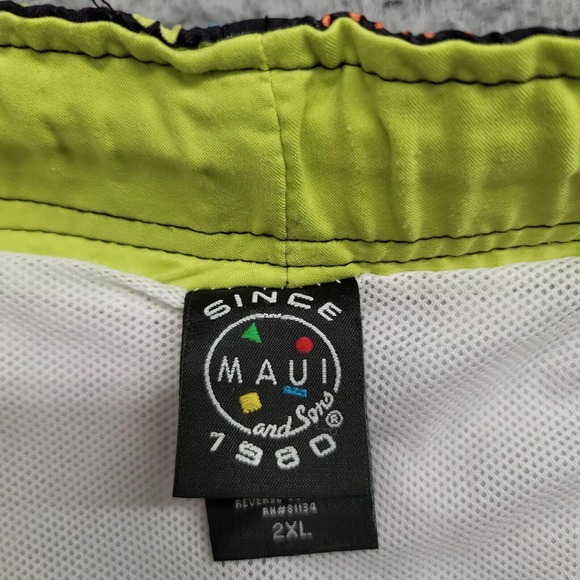 Maui and Sons Shorts Mens 2XL Geometric All Over Print Lined Casual Swim Beach - Picture 9 of 13